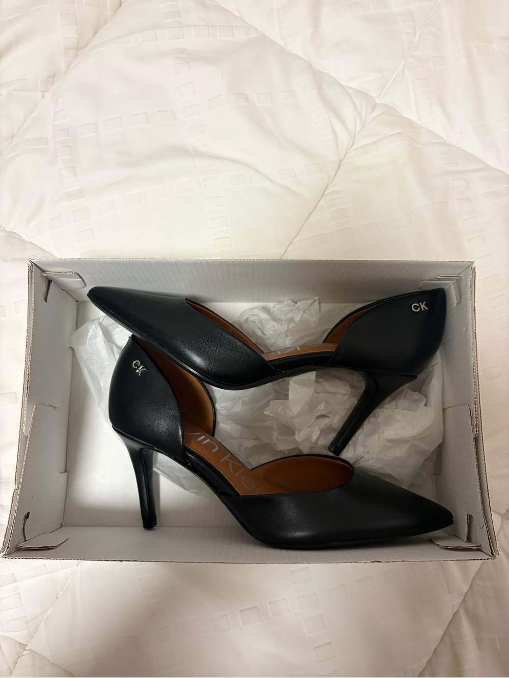 Calvin Klein Black Pointed D'Orsay Pump Heels